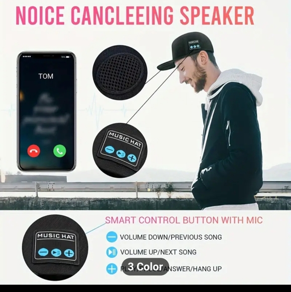 Navy blue Wireless smart speaker headphones baseball cap NIP (Real Loud) - Picture 6 of 8